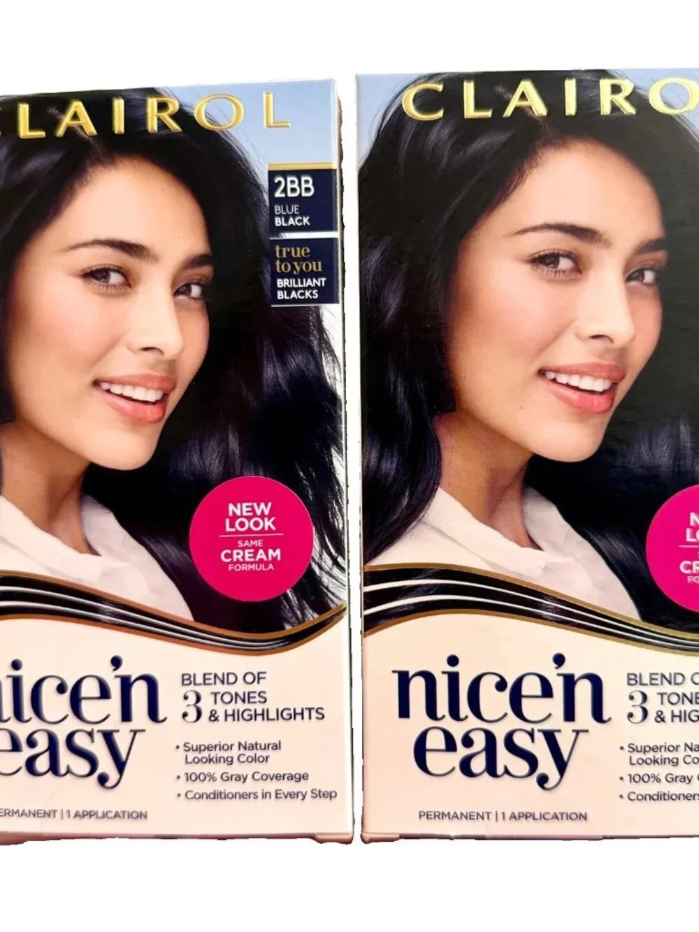 2pc Clairol Nice 'N Easy Permanent 2BB Blue Black Hair Color New Sealed Boxes